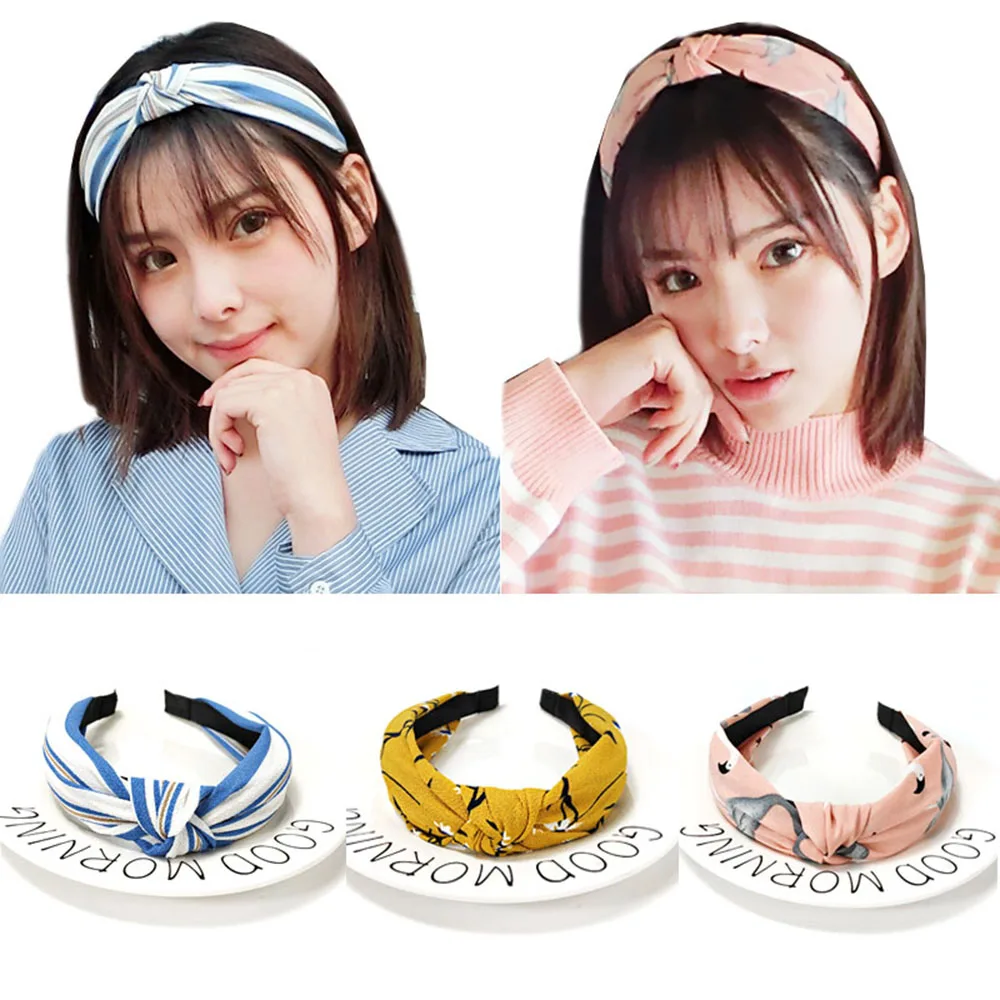 2019 Cute Knot Plastic Hairbands Headbands for Women Girls Fabric Floral Print Hairband Wide Hair Band Accessories | Украшения и
