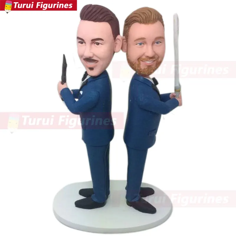 Мужской Топпер для свадебного торта персонализированный геев фигурка