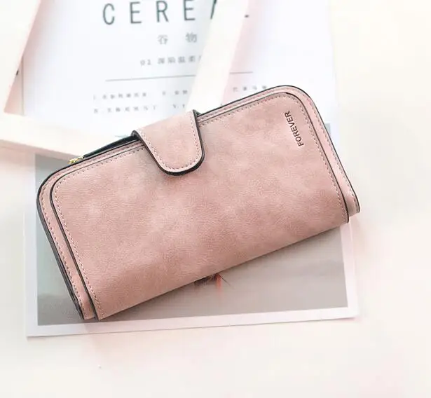 1257-1 pink Высококачественные Брендовые повседневные однотонные длинные женские кошельки из искусственной кожи с застежкой, держатель для карт, мягкий женский кошелек, сумочка для кредитных карт - Цвет: 1257-1 pink