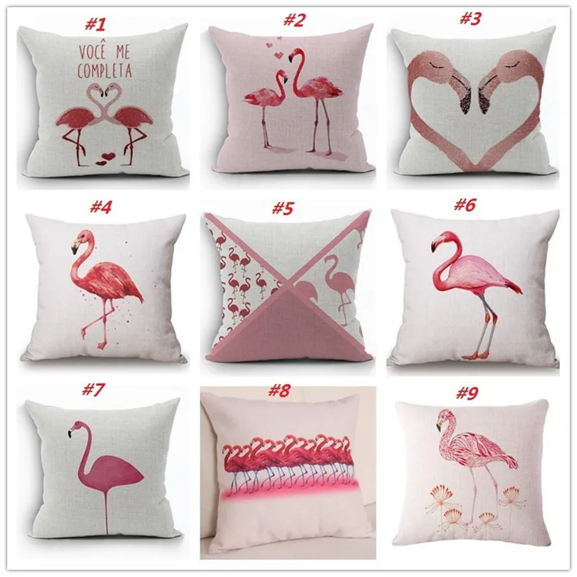2017 Roman Cotton Linen Pillow Cover Chair Seat Waist Square Decorative Flamingo Pattern Pillowcase Home Cushion Living 45*45cm | Дом и сад