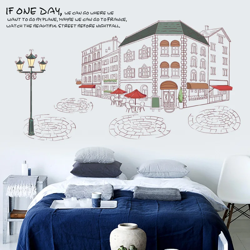 Городской уличный пейзаж настенные наклейки домашний декор обои в европейском