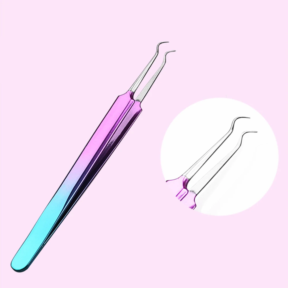 Curved mouth 9 шт., инструмент для удаления акне из нержавеющей стали, средство для ухода за кожей лица, средство для удаления черных точек, экстракт комедона, игла, набор для красоты - Цвет: Curved mouth