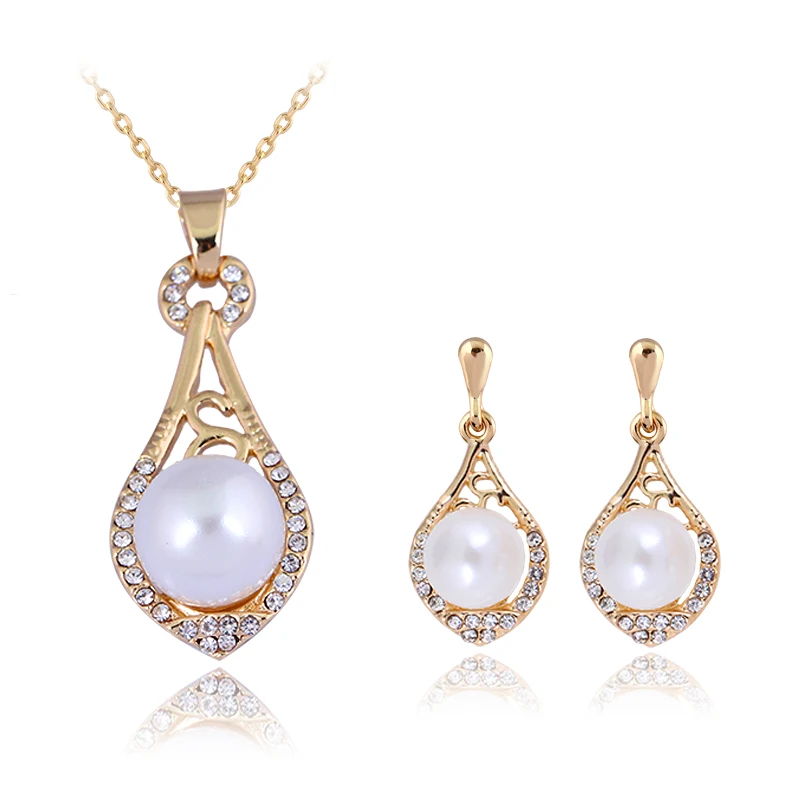 Жемчужное ожерелье и серьги с подвеской капелькой|fashion jewelry set|jewelry setsjewelry sets fashion |