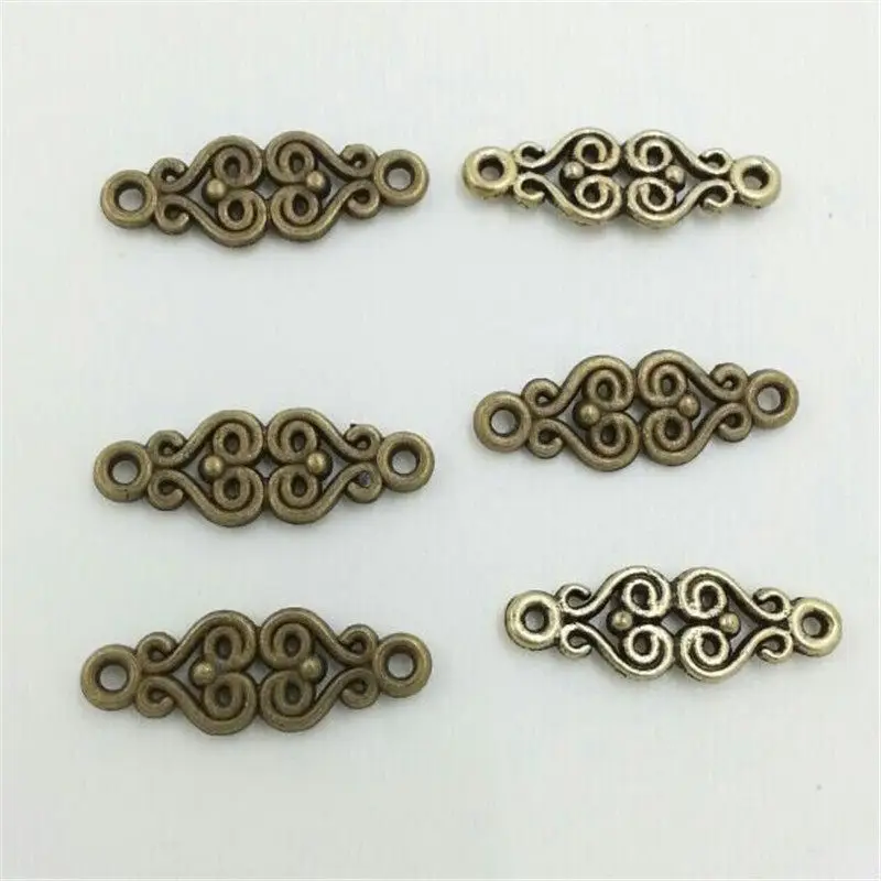 Цветочный ломтик с двумя разъемами Бронзовый Серебряный цинковый сплав DIY