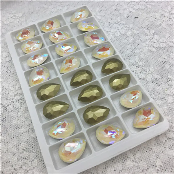 crystal AB TopStone мокко AB Цвет 13x18 мм 10x14 мм K9 Кристалл Капля Стразы Gass кристалл Pointback капелька необычный камень - Цвет: crystal AB