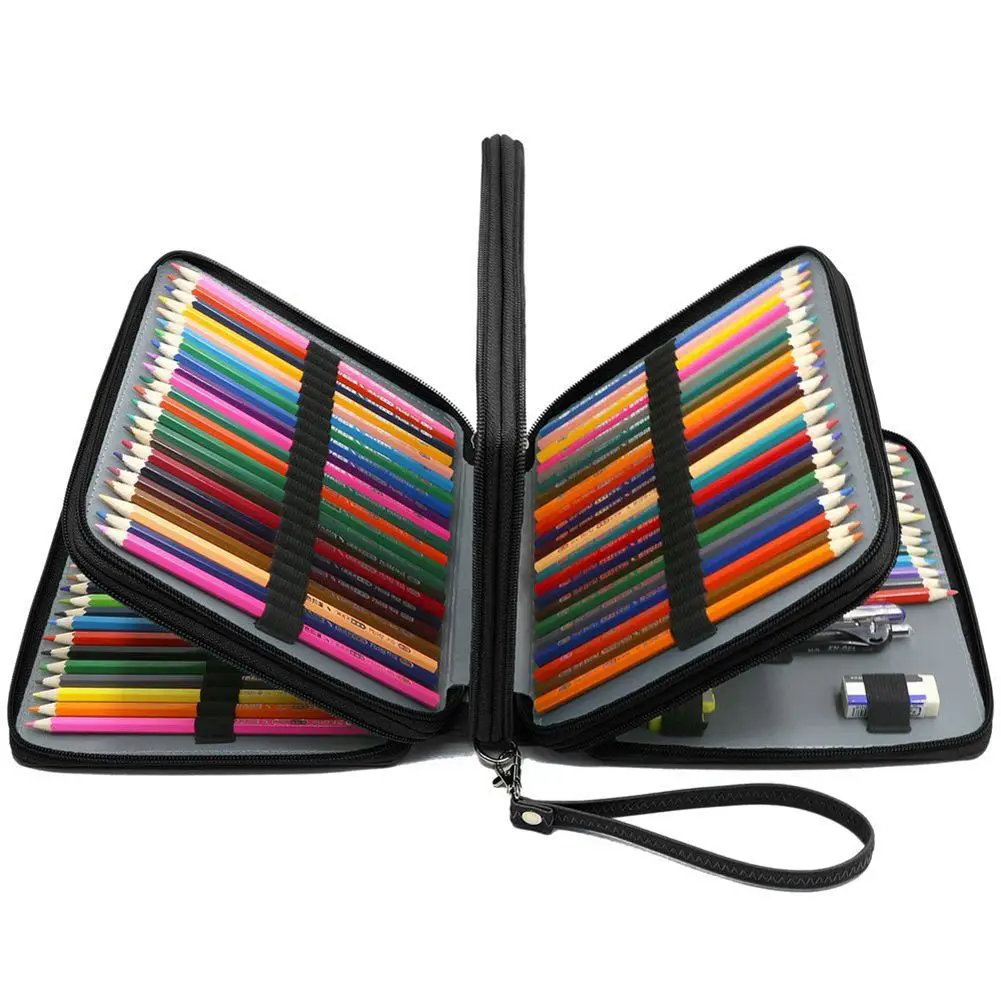 168 слотов большой емкости чехол для карандашей с ручкой с застежкой-молнией для акварельных карандашей, цветной чехол для карандашей