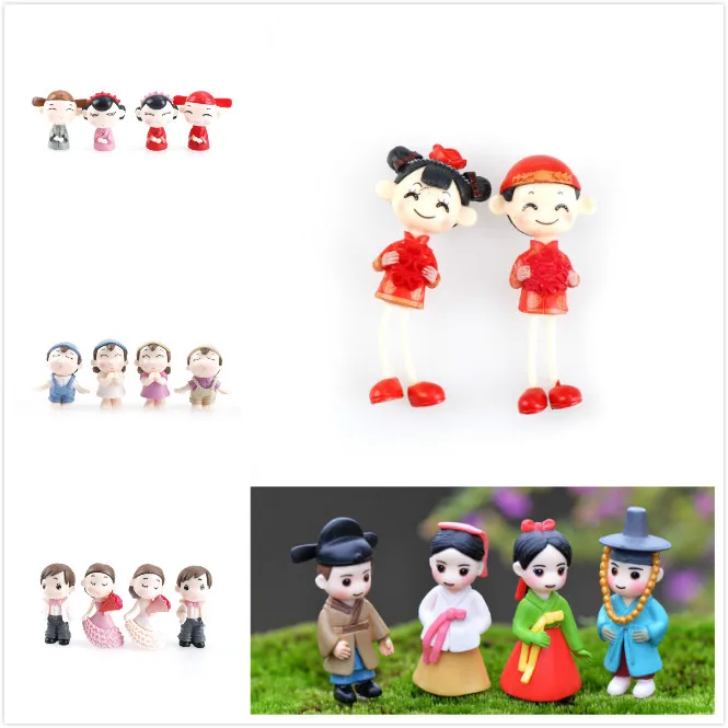 1 пара милые фигурки влюбленных сказочные миниатюрюры садовые моховые