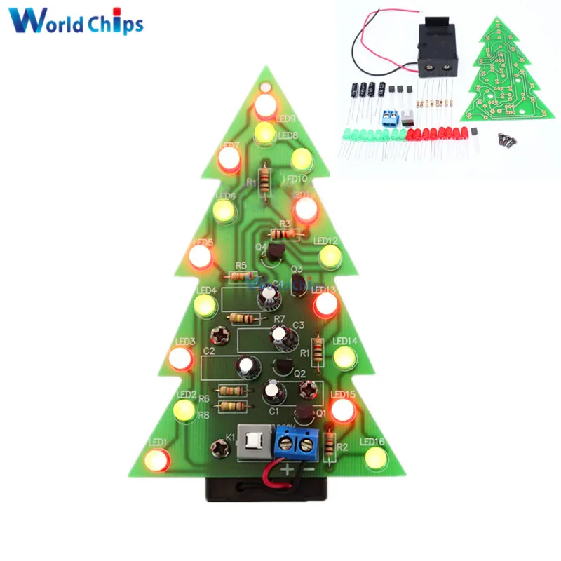 DIY Kit Рождественские елки светодиодные цепи красный зеленый свет вспышки