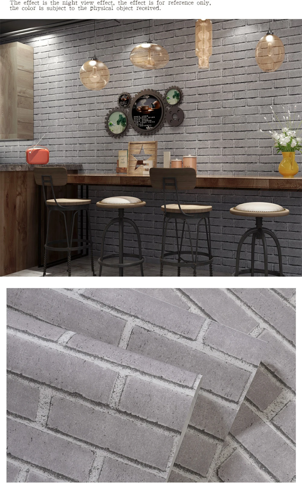 100*60cm Rustic Vintage 3D Faux Brick Wallpaper Roll Vinyl PVC Retro Industrial Loft Wall Paper Red Wallpapers for Living Room