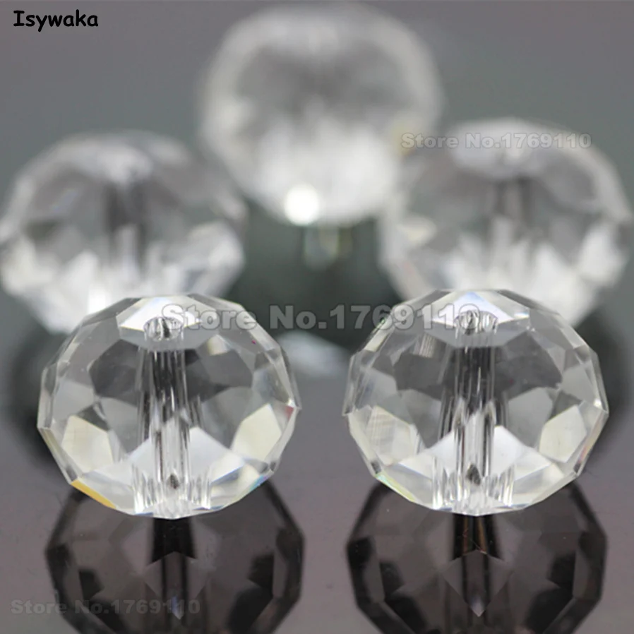 

Isywaka Clear White Color 10*12mm 70pcs Rondelle Austria faceted Crystal Glass Beads Loose Spacer Round Beads for Jewelry Making
