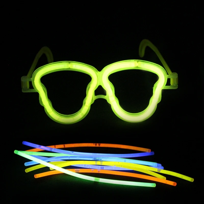 100 шт. смешанные светящиеся палочки + 10 прекрасных очков оправы для браслеты