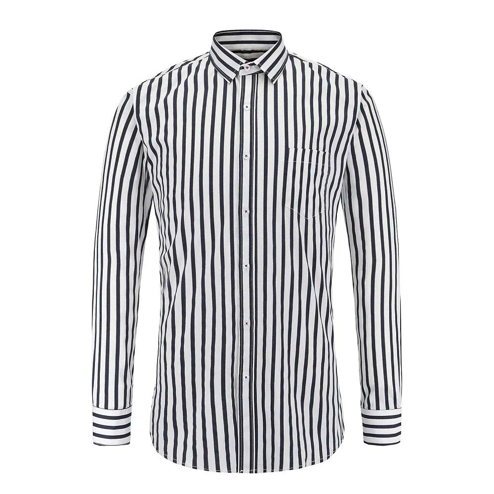 

2020 New Autumn Fashion Brand Men Clothes Striped Long Sleeve Shirt Slim Fit Casual Male Tops Work Clothing Camisa Masculina