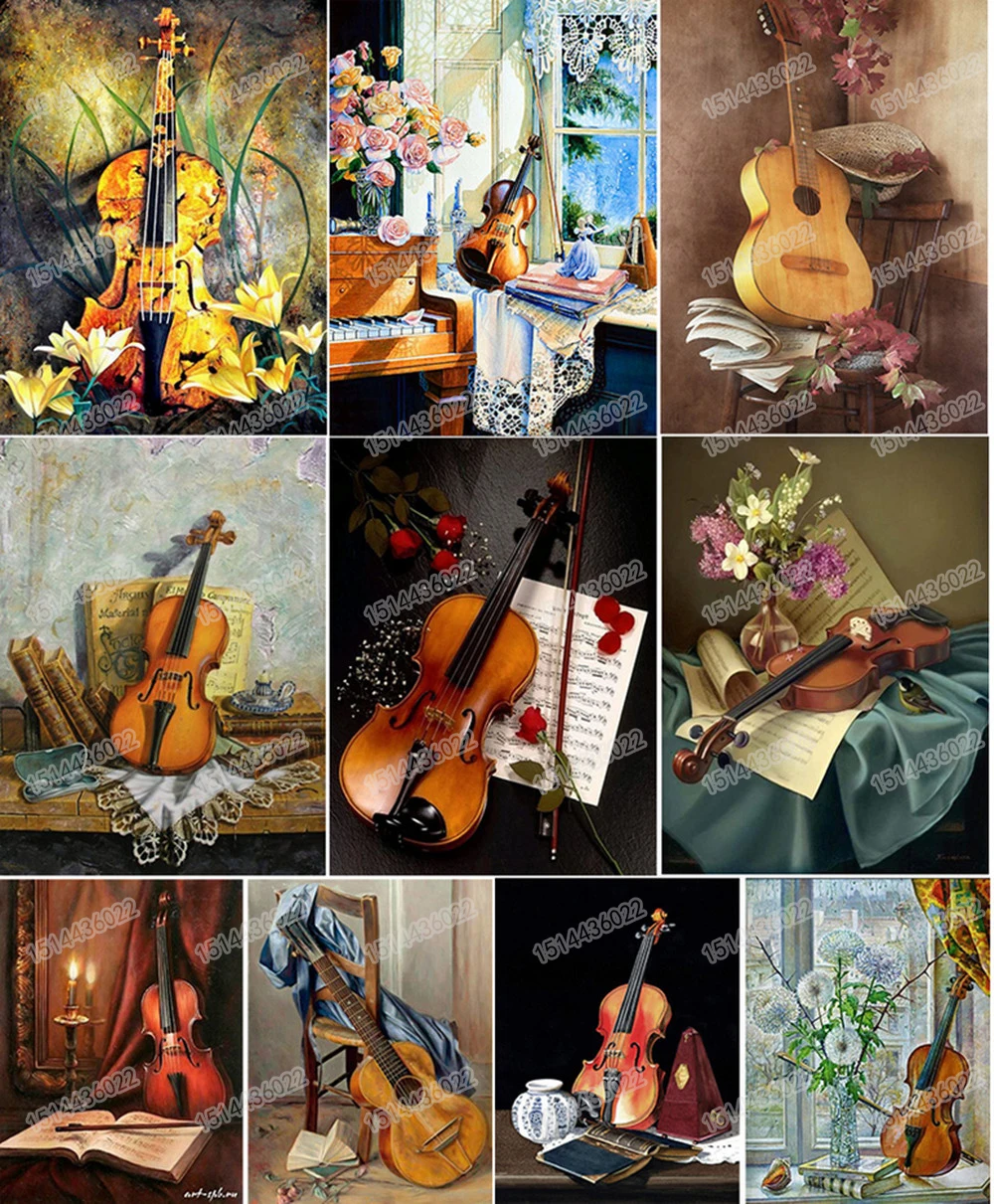 Diamond embroidery 5d diamond painting completely music instrument guita Mosaic diamonds picture Embroidery with Art | Дом и сад