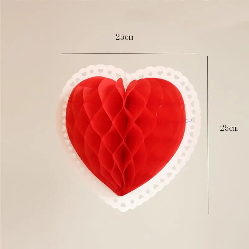 3D Paper Love Heart Lantern Hanging Decoration Ornaments to Valentines Day Wedding Birthday Party 24cm