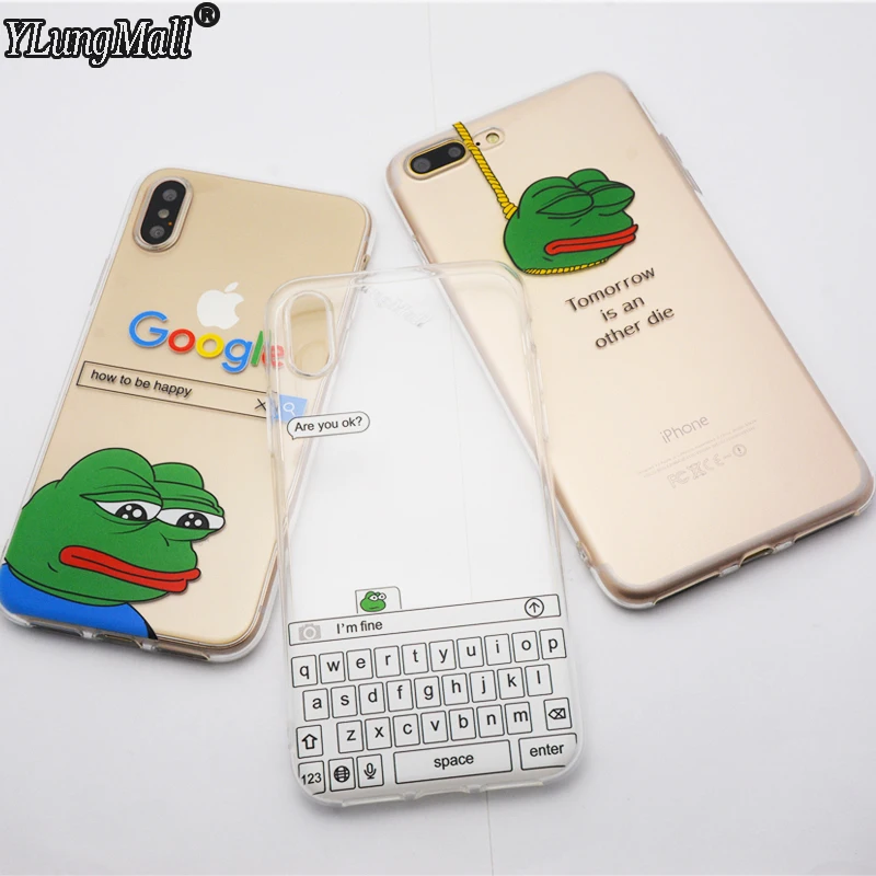 Case for iPhone Xs Max XR Funny Meme Are You Ok I Am Fine Frog Clear Phone Cover Coque For 6 6S 7 8 Plus X |