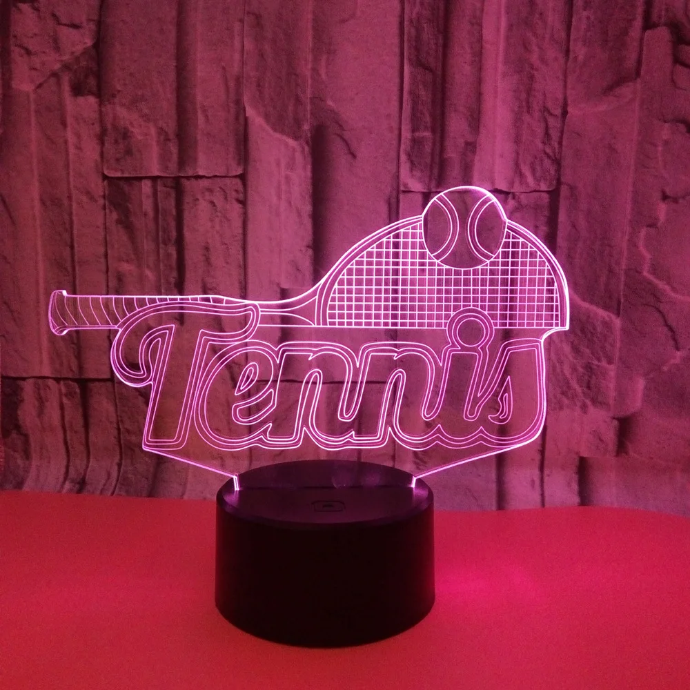 Новая Настольная 3d Светодиодная лампа для тенниса Usb семи цветов визуальные