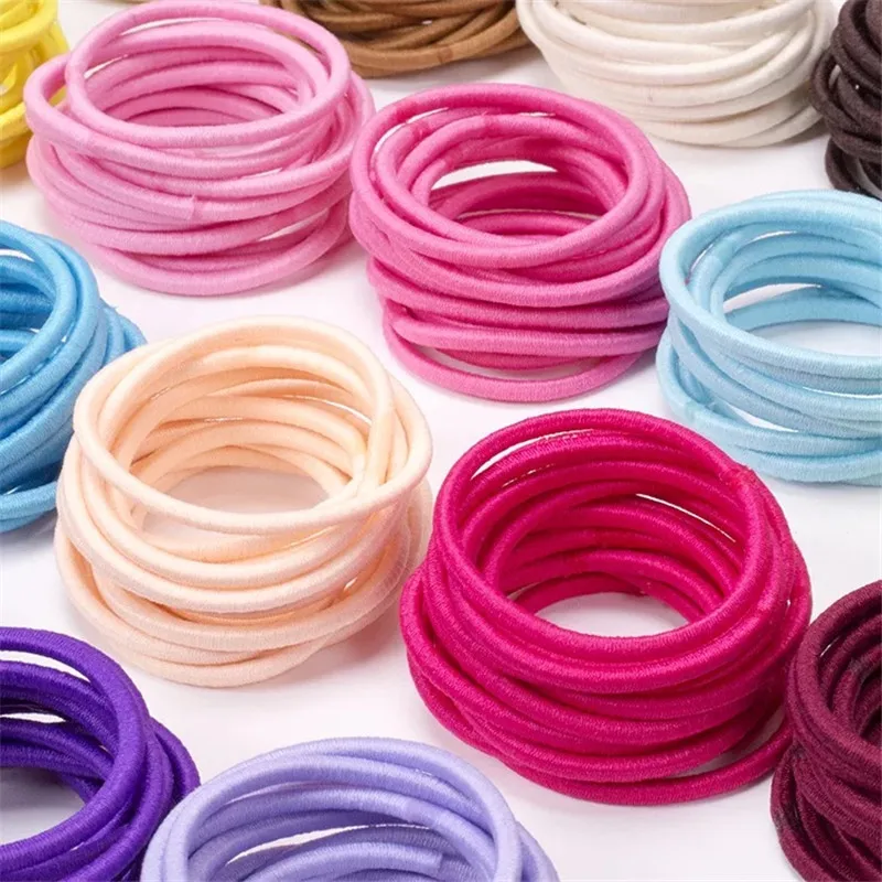 Милые корейские Детские резинки для волос 100 шт./лот Однотонные карамельных
