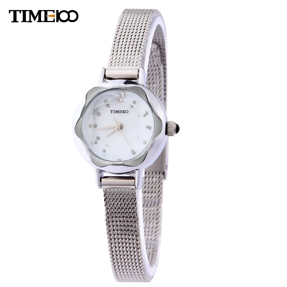 Time100 Женские Кварцевые Часы Тонкий Серебряный Сетка Из Нержавеющей Стали Ремешок