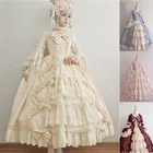Классическое платье лолиты с длинным рукавом, симпатичное милое платье с оборками, костюм аниме для девочек, косплей, размера плюс, 4 цвета