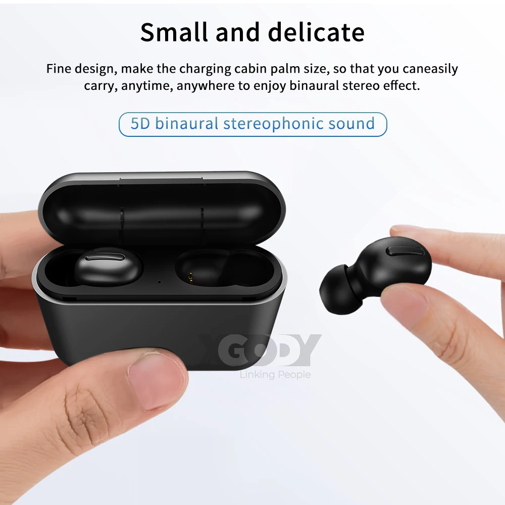 XGODY HBQ Q32 TWS настоящие беспроводные наушники Bluetooth 5,0 наушники с двойным микрофоном мини беспроводные наушники 2600 мАч мощные