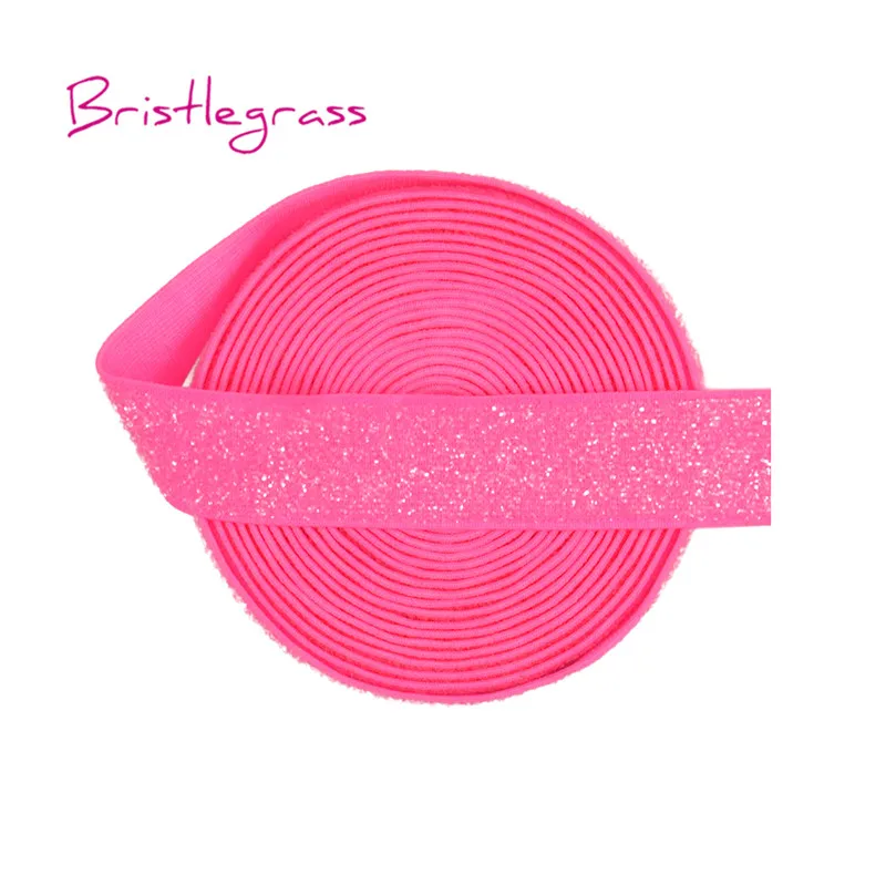 Neon Pink Щетина, 3 ярда, 5/8 дюйма, 15 мм, металлический блеск, эластичная лента для волос из спандекса и сатина, повязка на голову, кружевная отделка, платье-пачка, сделай сам, шитье - Цвет: Neon Pink
