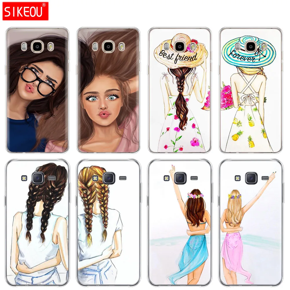 Силиконовый чехол для телефона Samsung Galaxy J1 J2 J3 J5 J7 MINI 2016 2015 prime Girls bronette Blonde Best Friends BFF