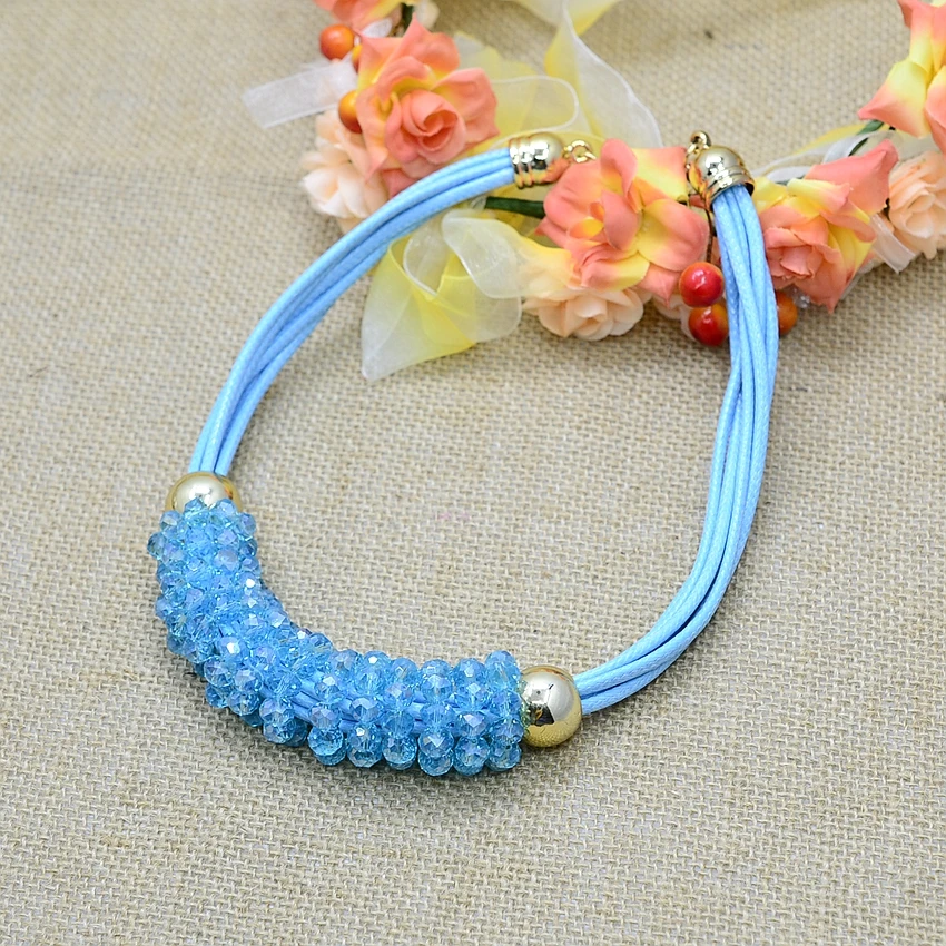 Женская цепочка на шею с стеклянными бусинами 3 цвета|ethnic jewelry|rope chainstatement necklace |