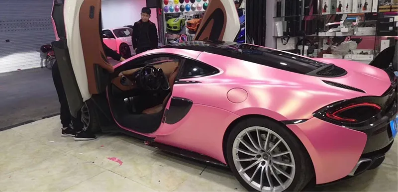 Hot Sale Colored 1.52*18M Premium Satin Diamond Gold Pink Vinyl Film With Air Bubble Free |