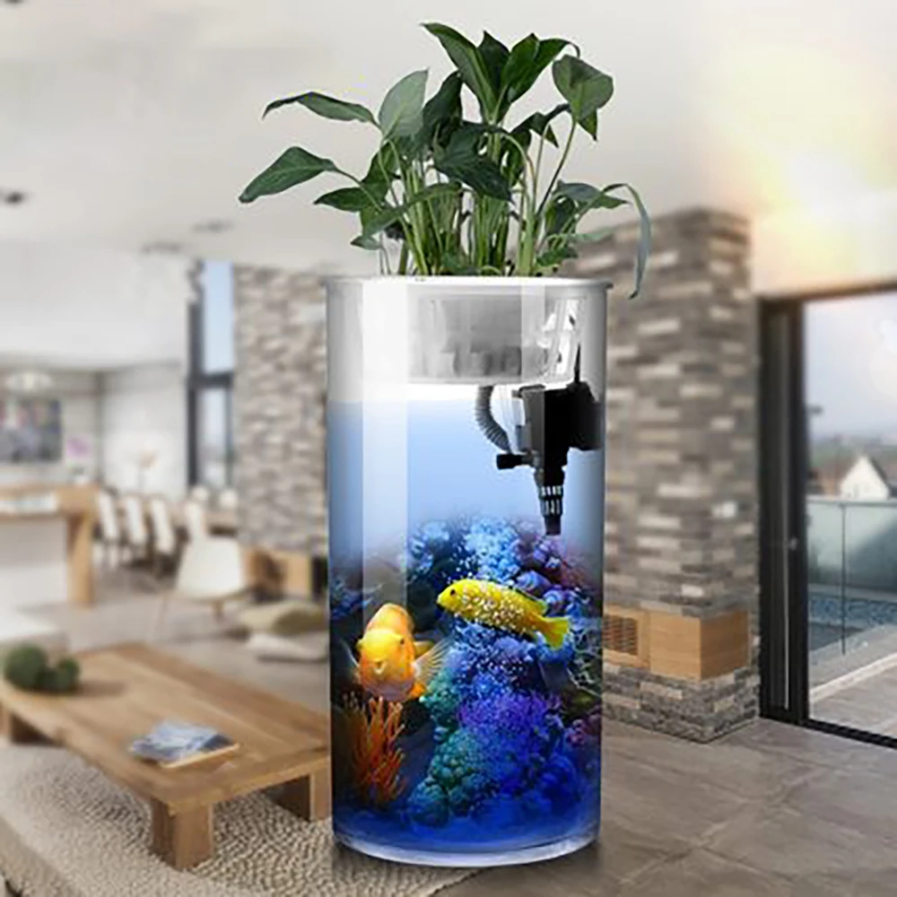 

Cylindrical Fish Tank Aquarium Small and Medium Water-free Filter Ecological Cylinder Transparent Glass HD Desktop Cylinder
