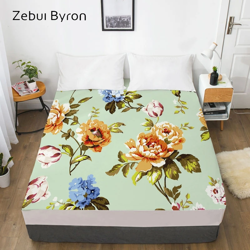 3D HD Digital Print Custom Bed Sheet With Elastic,Fitted Sheet Twin/Full/Queen/King,Nordic Flower cactus Mattress Cover 160x200