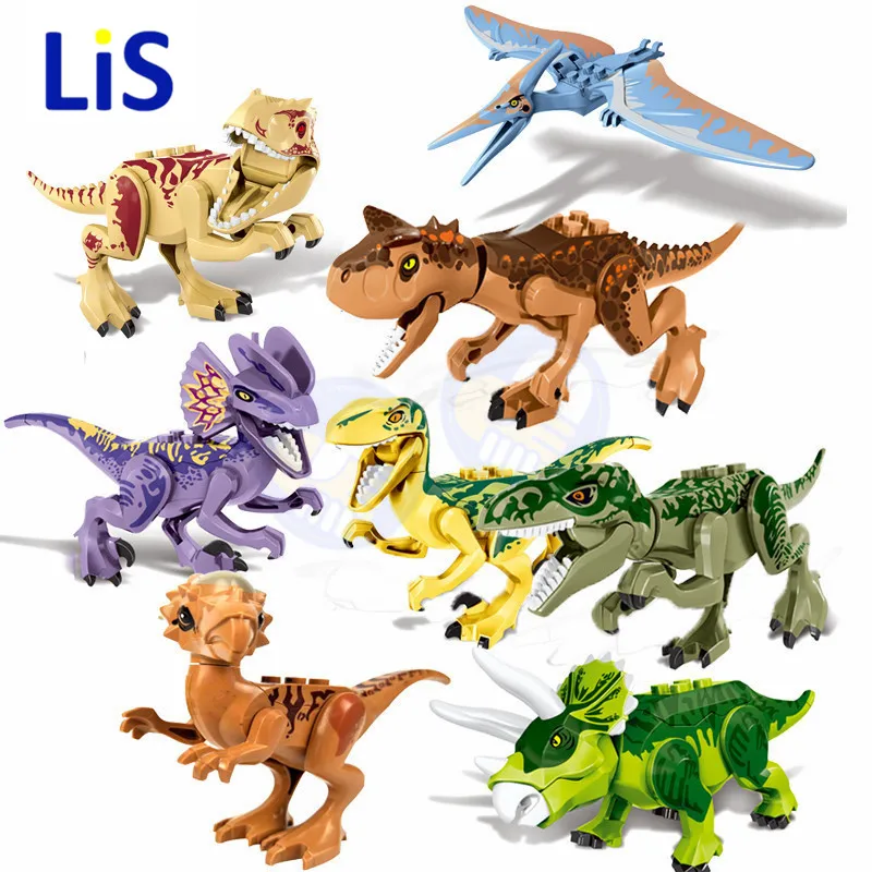 Новый 8 шт./компл. совместим с logoes Юрского периода миров тираннозавра T-rex Indominus Rex