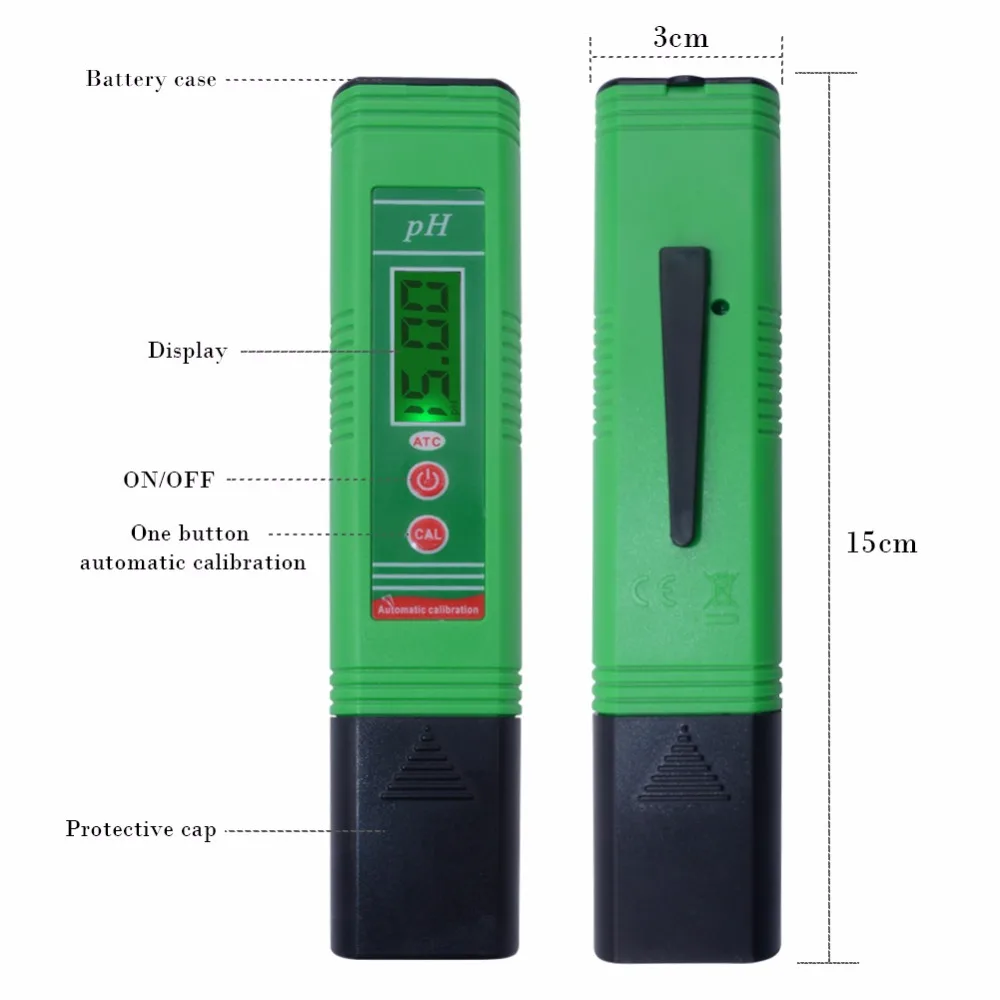 

Portable pH-006 Pen-Type pH Meter with Automatic Temperature Compensation ATC Function Auto Calibration for aquarium pool water