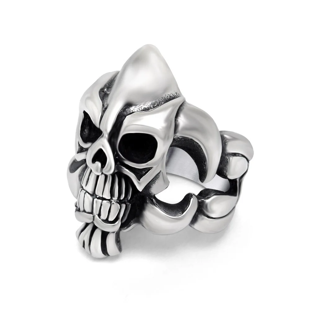 Fashion jewelry titanium steel ring The old man's skull Titanium accessories Small gifts | Украшения и аксессуары