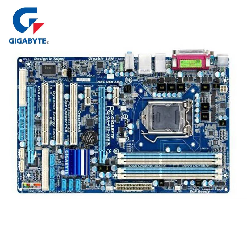 Материнская плата для Intel DDR3 Gigabyte 1156 SATA II материнская настольного ПК USB3.0 б/у платы