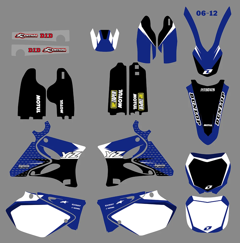 Motorcycle TEAM GRAPHICS BACKGROUNDS DECALS STICKERS Kits For YAMAHA YZ125 YZ250 2002-2014 YZ 125 250