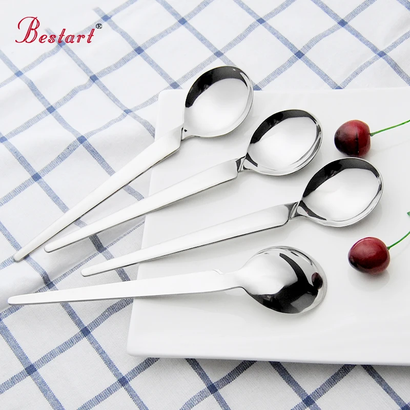Soup Spoon Stainless Steel Cutlery Service Sets Sliver Set Torch Dinnerware Eco-friendly Flatware Ice Coffee Cocktail Tea | Дом и сад