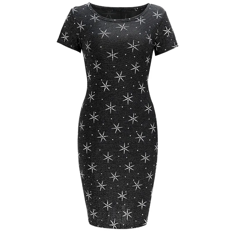 

2019 New Female Summer Dress Fashion Trendy Casual Temperament Print Soft Large Size Slim O-Neck Short Sleeve Women Dress CW658