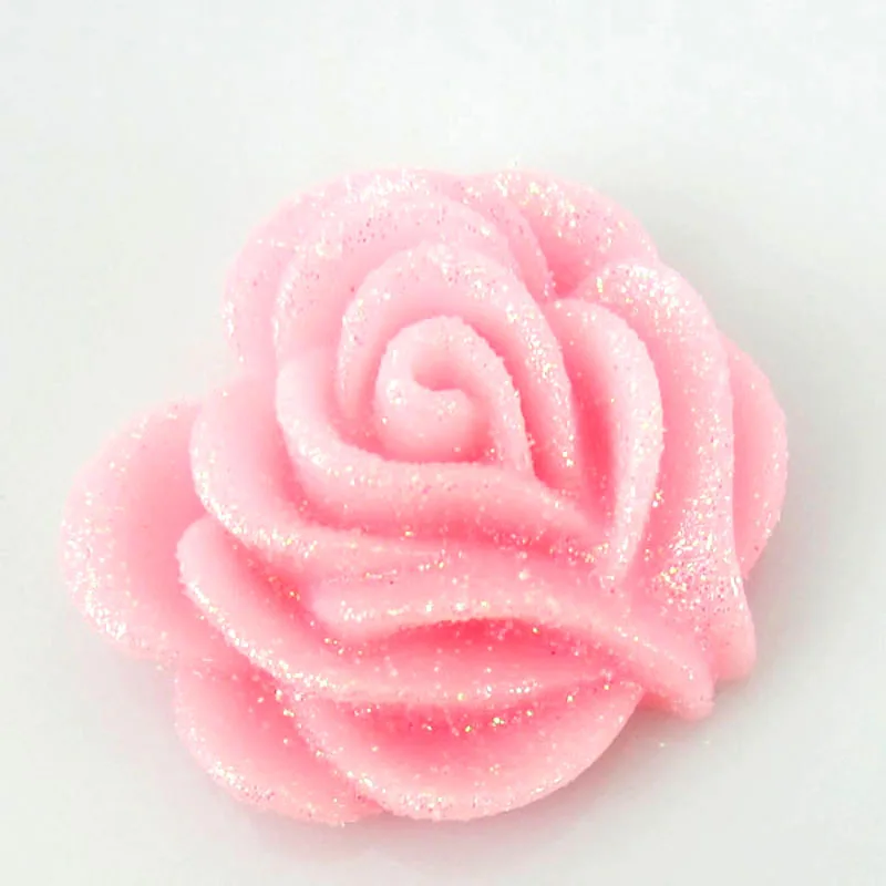 30 шт. розовый блестящий цветок розы Flatback аппликации для скрапбукинга украшения