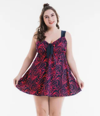 XL-10XL, супер большой танкини размера плюс, купальник, избыточный вес, женское платье для полных женщин, большой купальник, юбка, 6xl, 7xl, 8xl, монокини, стринги, бикини - Цвет: Printed Dark Red