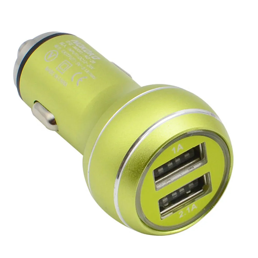 Автомобильное пластиковое металлическое зарядное устройство двойной USB 2 порта