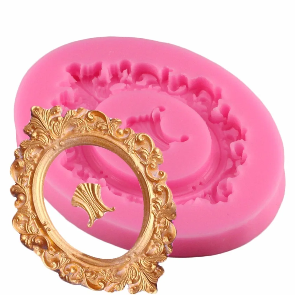 DIY Mirror Fondant Cake Decorating Tools Frame Cupcake Chocolate Wedding Cake Border Silicone Molds Kitchen Baking Moulds - Цвет: CB392