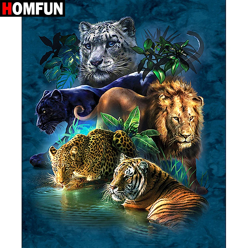 Картина для алмазной вышивки HOMFUN BK01 алмазная вышивка животные тигр лев