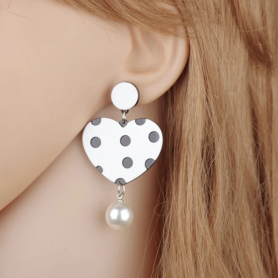 Asach Гипербола пятно в полоску с сердцем персикового цвета кулон серьги Висячие