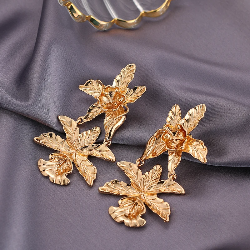 Yhpup трендовые серьги Hyperbole брендовые висячие с растениями геометрические цветком