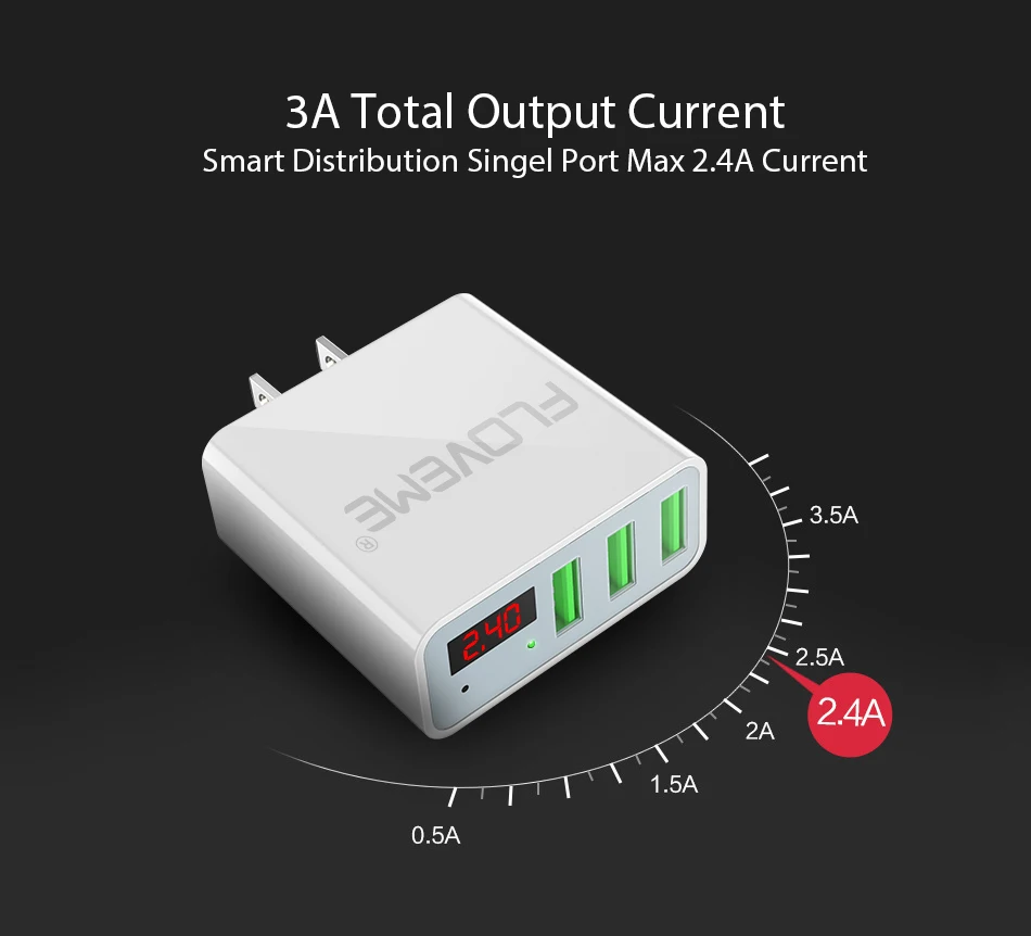 FLOVEME 5V3A светодио дный Дисплей 3 Порты USB Зарядное устройство для iPhone X Xs Макс Универсальный быстрой зарядки мобильного телефона Зарядное устройство для xiaomi huawei usb charger зарядка для телефона