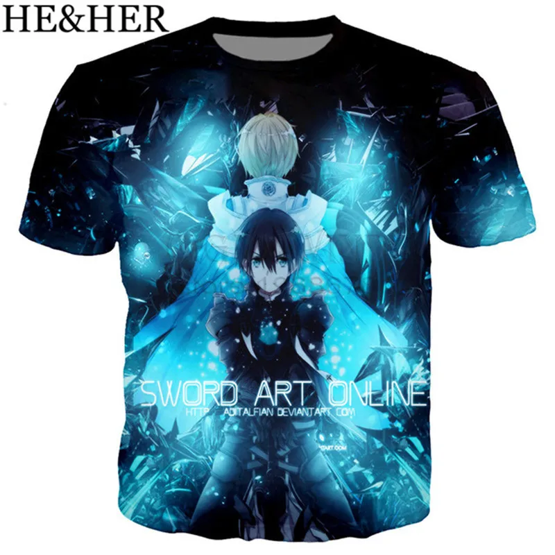 

Fashion Popular anime Sword Art Online t shirt men/women 3D print t-shirts casual Harajuku style tshirt streetwear summer tops