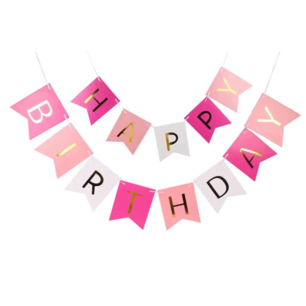 Hotpink HB banner QIFU с днем рождения баннер с днем рождения Бантинг Летняя Вечеринка декор с днем рождения украшения баннер единорог с днем рождения - Цвет: Hotpink HB banner