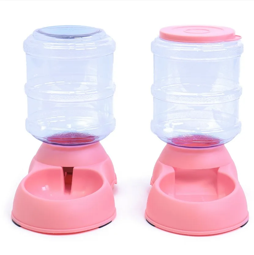 pink set 3.75L Автоматическая питательная миска для кошек поилки для собак контейнер для еды диспенсер для воды кошачий фонтан товары для домашних животных - Цвет: pink set