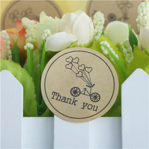 Романтические велосипедные ярлыки с надписью Thank You в форме сердца 120 шт.