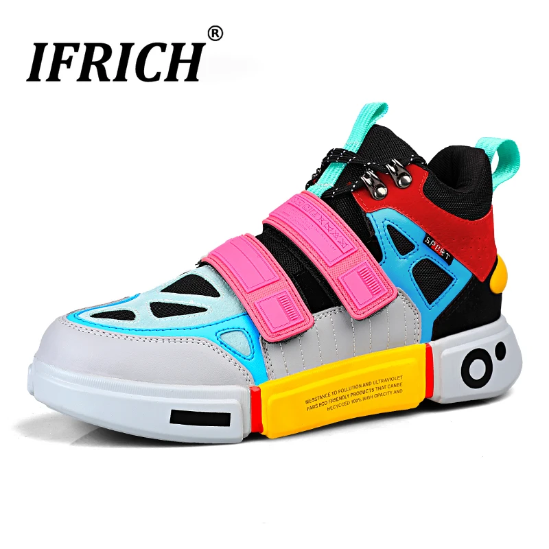 Ifrich/Новинка; Молодежная повседневная мужская обувь; модная мужская прогулочная обувь; роскошные фирменные оригинальные повседневные кроссовки; Дизайнерская обувь на плоской подошве с высоким берцем